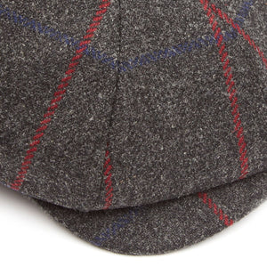 8 Piece Tweed Baker Boy Flat Cap - Charcoal