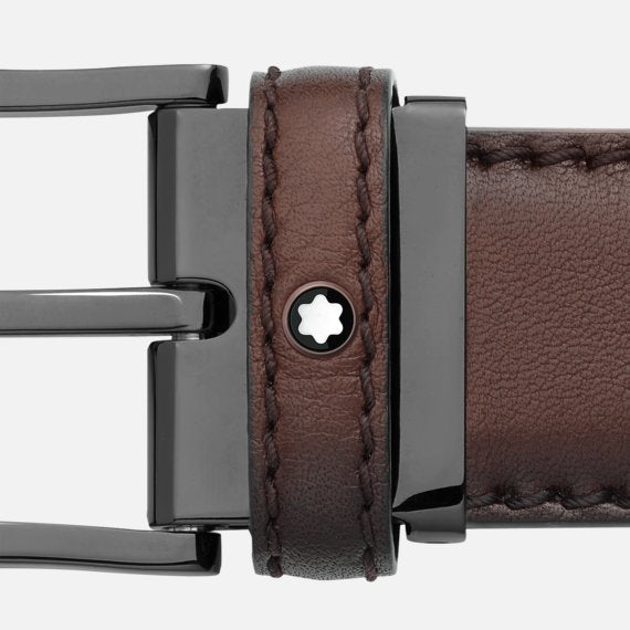 Rounded Matt Stainless Steel Black PVD Pin Buckle Belt